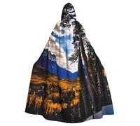 YQxwJL Rocky Mountain Range Print Carnival Cape Robe Cloak, Sorcerer Hooded Cloak, For Adults Halloween Cosplay Costumes