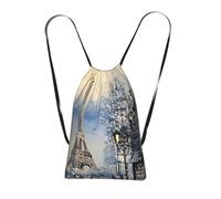 YQxwJL Romantic Paris Eiffel Tower Print Drawstring Backpack Bags, String Backpack Cinch Sack Bags For Trip Beach For Daily Use