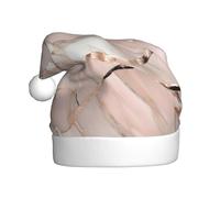 YQxwJL Rose Gold Marble Print Santa Hat, Christmas Hats Adult, Xmas Holiday Hats For Women Men, Cozy Holiday Party Headwear