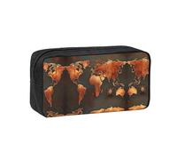 YQxwJL Rust World Map Print Big Capacity Pencil Case Pen Pouch, 600d Oxford Fabric Pencil Bag With Sturdy Zipper School Supplies
