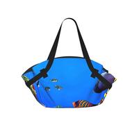 YQxwJL Sea Fish Pattern Print 2-In-1 Picnic Blanket And Tote Bag, Outdoor Beach Mat 94cm Foldable Ground Cover For Camping