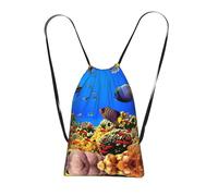YQxwJL Sea Fish Pattern Print Drawstring Backpack Bags, String Backpack Cinch Sack Bags For Trip Beach For Daily Use