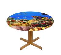 YQxwJL Sea Fish Pattern Print Round Picnic Tablecloth, Elastic Fitted Table Covers For 90-140 Cm Tables Camping Indoor Outdoor