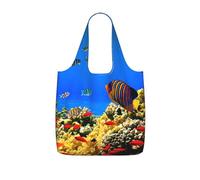 YQxwJL Sea Fish Pattern Print Ultralight Foldable Tote With Drawstring, Reusable Grocery And Travel Bag Packable Collapsible