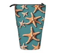 YQxwJL Sea Shell Starfish Print Zippered Pencil Pouch Organizers Telescopic Pencil Bag Pen Holder Stationery Case For Office