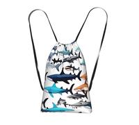 YQxwJL Sharks Pattern Print Drawstring Backpack Foldable Drawstring Bag Large Capacity Gym Bag Track Bag For Women Men