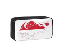 YQxwJL Singapore Flag Map Print Pencil Box Large Capacity Pencilcase Wear-Resistant Pen Organizer Bag Pouch for Office Makeup