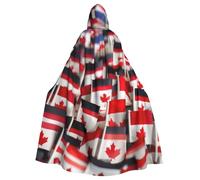 YQxwJL Small Canadian Flags Print Carnival Cape Robe Cloak, Sorcerer Hooded Cloak, For Adults Halloween Cosplay Costumes