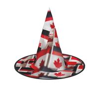 YQxwJL Small Canadian Flags Print Halloween Witch Hat Head Headwear Decoration Witch Hat Cosplay Party Props For Women-2pcs