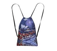 YQxwJL Snow Night Santa And Deer Print Drawstring Backpack Bags, String Backpack Cinch Sack Bags For Trip Beach For Daily Use