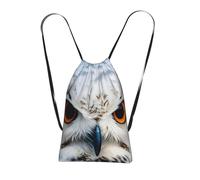 YQxwJL Snowy Owl Eyes Print Drawstring Backpack Foldable Drawstring Bag Large Capacity Gym Bag Track Bag For Women Men