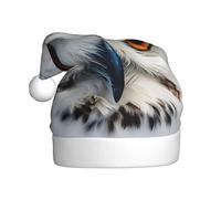 YQxwJL Snowy Owl Eyes Print Santa Hat, Christmas Hats Adult, Xmas Holiday Hats For Women Men, Cozy Holiday Party Headwear