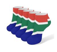YQxwJL South African Flag Print Ankle Socks 5-Pack Warm Socks for Adults, Low Cut Breathable Crew Socks for Daily Wear