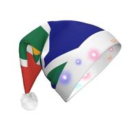 YQxwJL South African Flag Print Hat Light Up Christmas Felt Elf Hat Led Hats Adults For Women Men, Great Holiday Gift