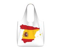 YQxwJL Spanish Flag Map Print Ultralight Foldable Tote With Drawstring, Reusable Grocery And Travel Bag Packable Collapsible