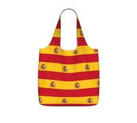 YQxwJL Spanish Flag Print Ultralight Foldable Tote With Drawstring, Reusable Grocery And Travel Bag Packable Collapsible