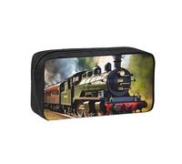 YQxwJL Steam Little Train Print Big Capacity Pencil Case Pen Pouch, 600d Oxford Fabric Pencil Bag With Sturdy Zipper School Supplies