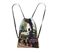 YQxwJL Steam Little Train Print Drawstring Backpack Foldable Drawstring Bag Large Capacity Gym Bag Track Bag For Women Men