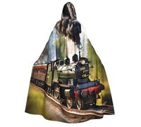 YQxwJL Steam Little Train print Halloween Hooded Robe Cloak for Adult Men Women Wizard Vampire Knight Fancy Cape Costume