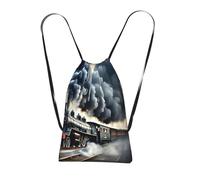 YQxwJL Steam Train Clouds Print Drawstring Backpack Foldable Drawstring Bag Large Capacity Gym Bag Track Bag For Women Men