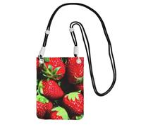 YQxwJL Strawberry Pattern Print Sling Bag For Men Women, Casual Mini Phone Purses, Anti-Theft Phone Bag, For Hiking Travel, Black, One Size