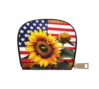 YQxwJL Sunflower And American Flag print Credit Card Holder, Small Card Wallet for Women Credit Card Wallet Organizer for Men, White, One Size