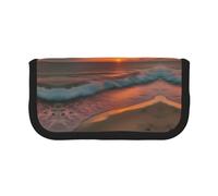 YQxwJL Sunset At The Beach Print Canvas Fountain Pen Pouch Stylish Pen Case Organizer Bag Makeup Bags,For Everyday Travel