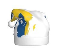 YQxwJL Swedish Flag Map Print Santa Hat, Plush Christmas Hats, Holiday Festive Headwear, For Christmas Parties Everyday Wear