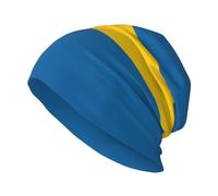 YQxwJL Swedish Flag Print Winter Warm Hats Knit Beanie Cap Slouchy Skull Cap Soft and Skin Friendly for Men Women Black