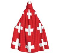 YQxwJL Swiss Flag Print Carnival Cape Robe Cloak, Sorcerer Hooded Cloak, For Adults Halloween Cosplay Costumes