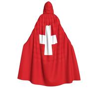 YQxwJL Swiss Flag print Hooded Cape Full Length Halloween Cloak Party Cloak Cosplay Party Costumes for Men and Women