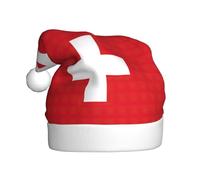 YQxwJL Swiss Flag Print Santa Hat, Christmas Hats Adult, Xmas Holiday Hats For Women Men, Cozy Holiday Party Headwear