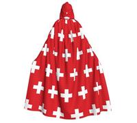 YQxwJL Swiss Flag Print Unisex Hooded Cape Cloak, carnival Cloak with Hood for Witch Raven Cosplay Costume