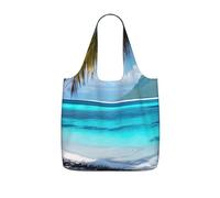 YQxwJL Tahiti Beach Print Foldable Tote Bag Reusable Shopping Bag Tear Resistant Grocery Bag For Work Travel 25l Capacity, Black, One Size, Tote Backpacks