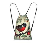 YQxwJL Teal Birds Musical Note Print Drawstring Backpack Foldable Drawstring Bag Large Capacity Gym Bag Track Bag For Women Men