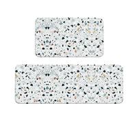 YQxwJL Terrazzo Marble Pastel Print Kitchen Mat 2 Pcs Kitchen Rug Set Non Slip Waterproof Kitchen Floor Mat,For Hallway Office
