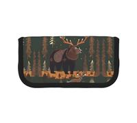 YQxwJL The Lodge Bear Deer Print Canvas Fountain Pen Pouch Stylish Pen Case Organizer Bag Makeup Bags,For Everyday Travel