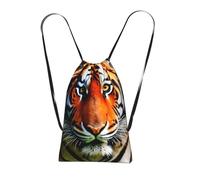 YQxwJL Tiger Stripes Orange Pattern Print Drawstring Backpack Foldable Drawstring Bag Large Capacity Gym Bag Track Bag For Women Men