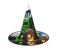 YQxwJL Tractor Under Blue Sky And White Clouds Print Halloween Witch Hat Head Headwear Decoration Witch Hat Cosplay Party Props For Women-2pcs