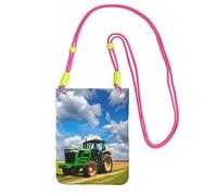 YQxwJL Tractor Under Blue Sky And White Clouds Print Sling Bag For Men Women, Casual Mini Phone Purses, Anti-Theft Phone Bag, For Hiking Travel, Fuchusia, One Size