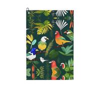 YQxwJL Tropical Birds and Plant Leaf Print Funny Golf Towel,Premium Towel,Microfiber Waffle Pattern Towels,Golf Gift for Men