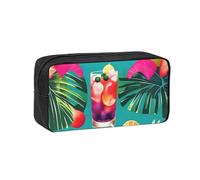 YQxwJL Tropical Cocktails Print Big Capacity Pencil Case Pen Pouch, 600d Oxford Fabric Pencil Bag With Sturdy Zipper School Supplies