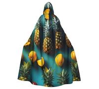 YQxwJL Tropical Fruit Pineapple Print Carnival Cape Robe Cloak, Sorcerer Hooded Cloak, For Adults Halloween Cosplay Costumes