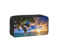 YQxwJL Tropical Hawaii Palm Tree Ocean Sea Sunset Print Pencil Box Large Capacity Pencilcase Wear-Resistant Pen Organizer Bag Pouch for Office Makeup