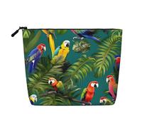 YQxwJL Tropical plants and parrots print Cosmetic Bag, Makeup Bag Organizer with Zipper Cute Make Up Pouches Travel Szie Toiletry Bag, Black, One Size
