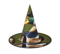 YQxwJL Two Mallard Ducks Print Halloween Witch Hat Head Headwear Decoration Witch Hat Cosplay Party Props For Women-2pcs