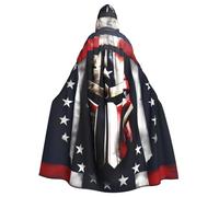 YQxwJL Usa Flag American Spartan Print Carnival Cape Robe Cloak, Sorcerer Hooded Cloak, For Adults Halloween Cosplay Costumes
