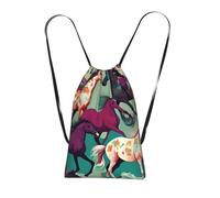 YQxwJL Various Kinds Of Horses Print Drawstring Backpack Foldable Drawstring Bag Large Capacity Gym Bag Track Bag For Women Men