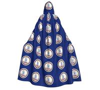 YQxwJL Virginia state flag Print Full Length Hooded Robe Cloak Long Cape Cosplay for Christmas carnival Party Costumes