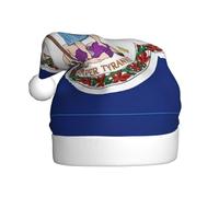YQxwJL Virginia State Flag Print Santa Hat, Christmas Hats Adult, Xmas Holiday Hats For Women Men, Cozy Holiday Party Headwear